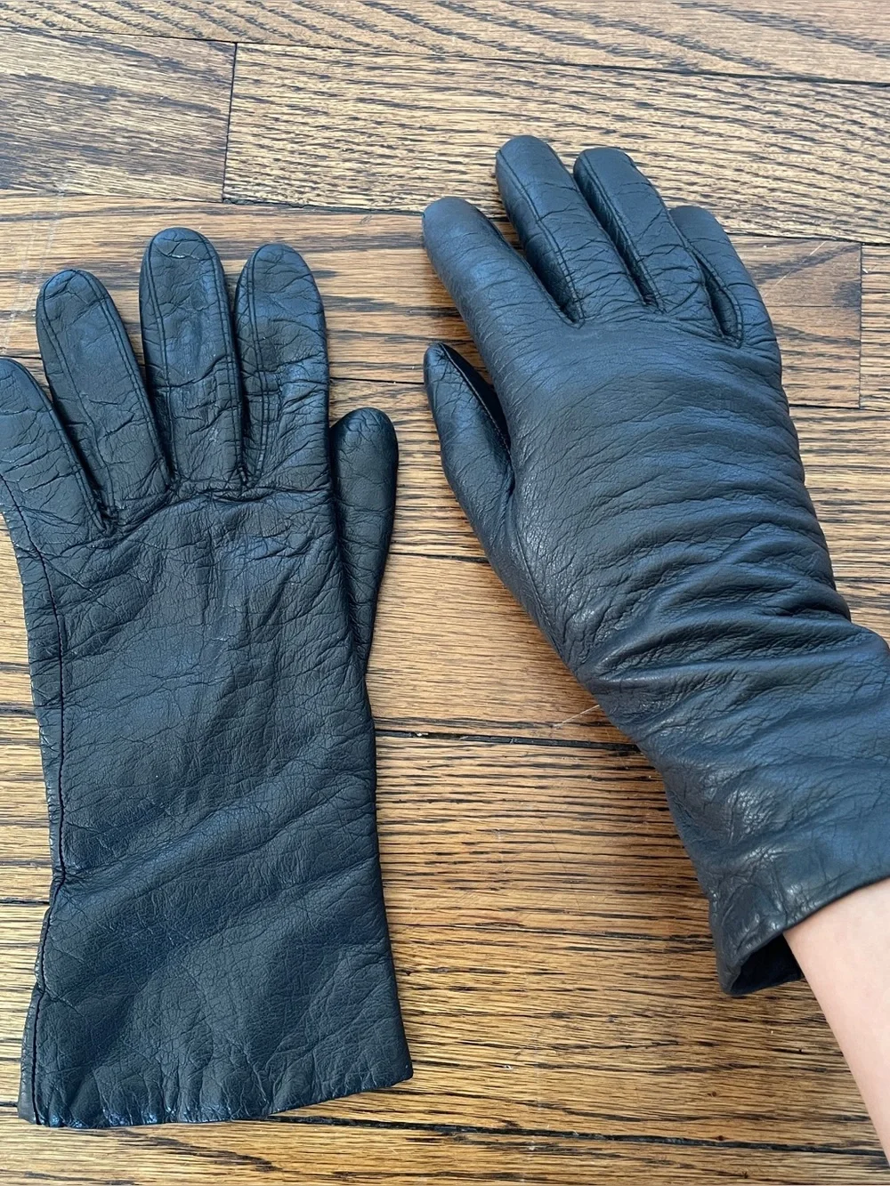 Aris Vintage leather gloves black cashmere lined genuine retro warm winter work